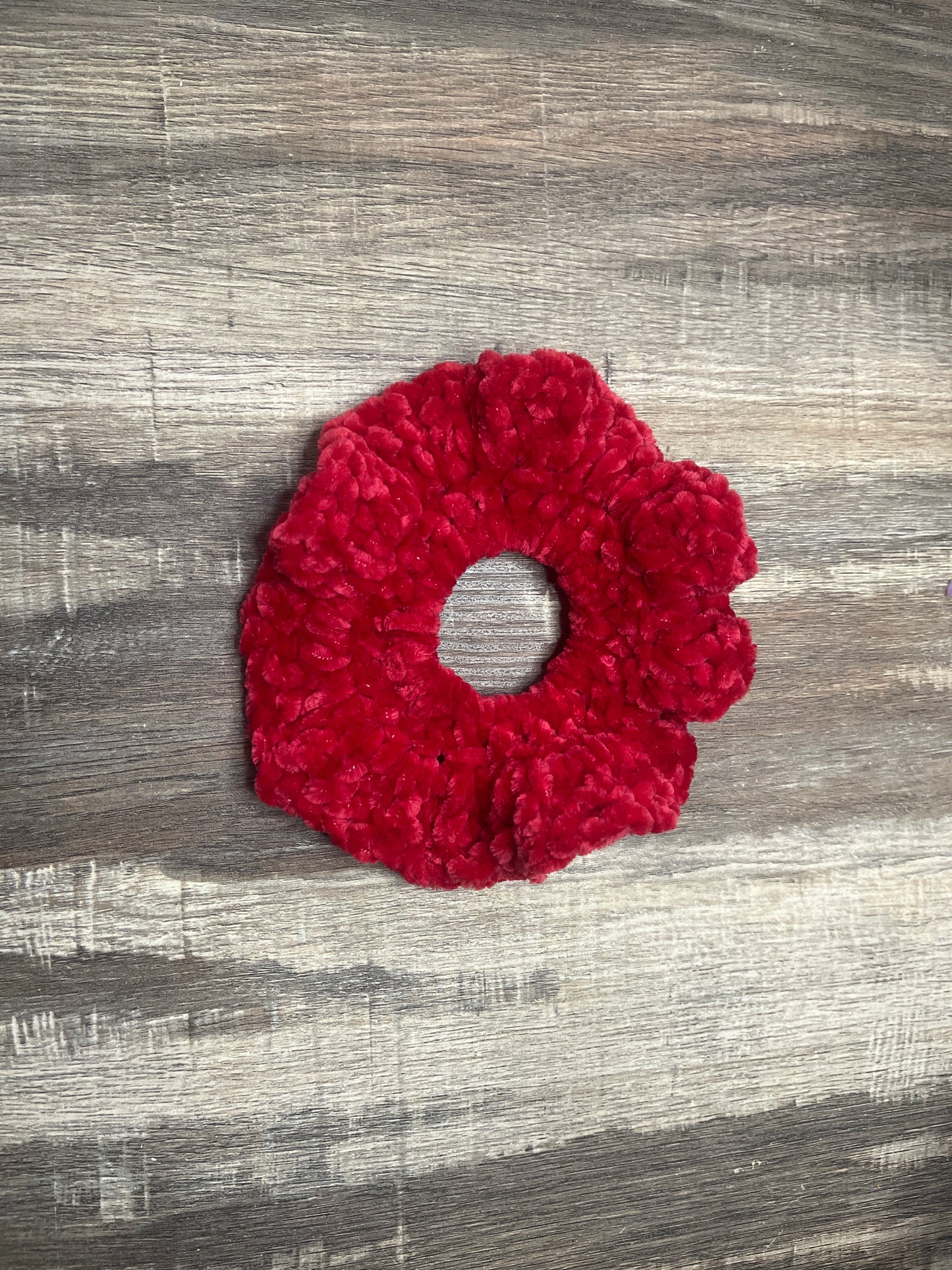 Handmade Chenille Crochet Scrunchie – Soft & Oversized Hair Accessory