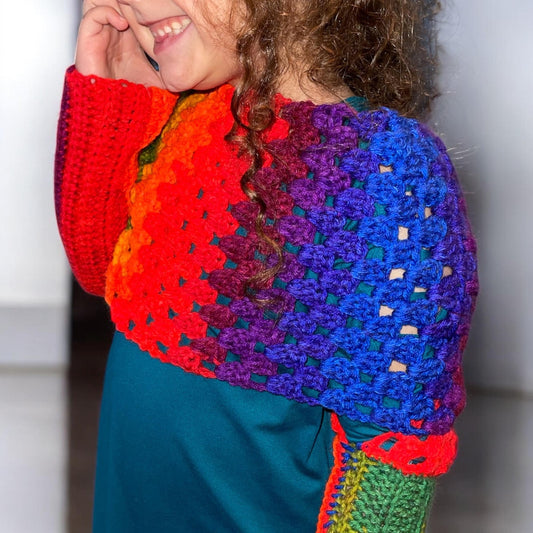 Granny Square Crochet Sweater Scarf Pattern || Digital Download