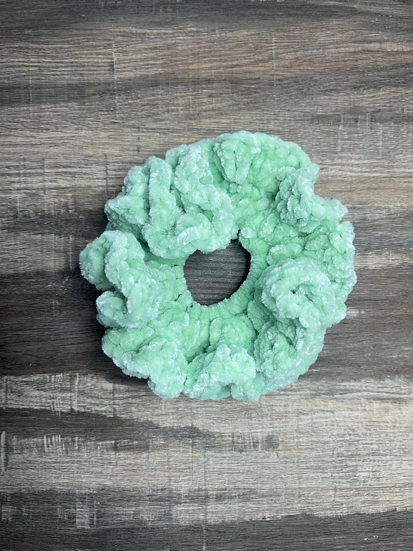 Handmade Chenille Crochet Scrunchie – Soft & Oversized Hair Accessory