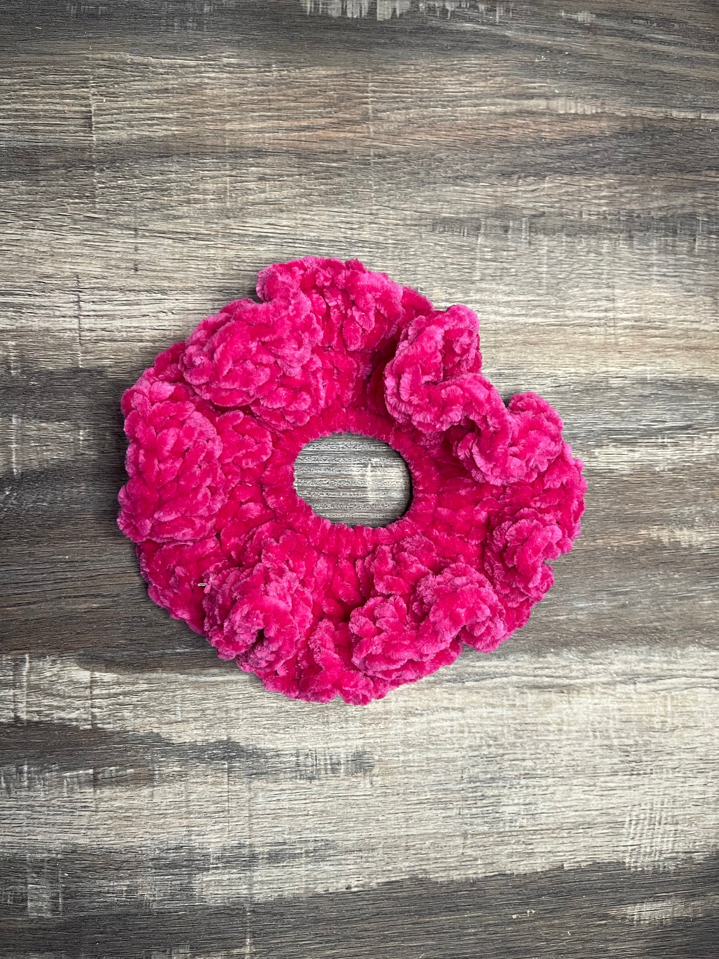 Handmade Chenille Crochet Scrunchie – Soft & Oversized Hair Accessory