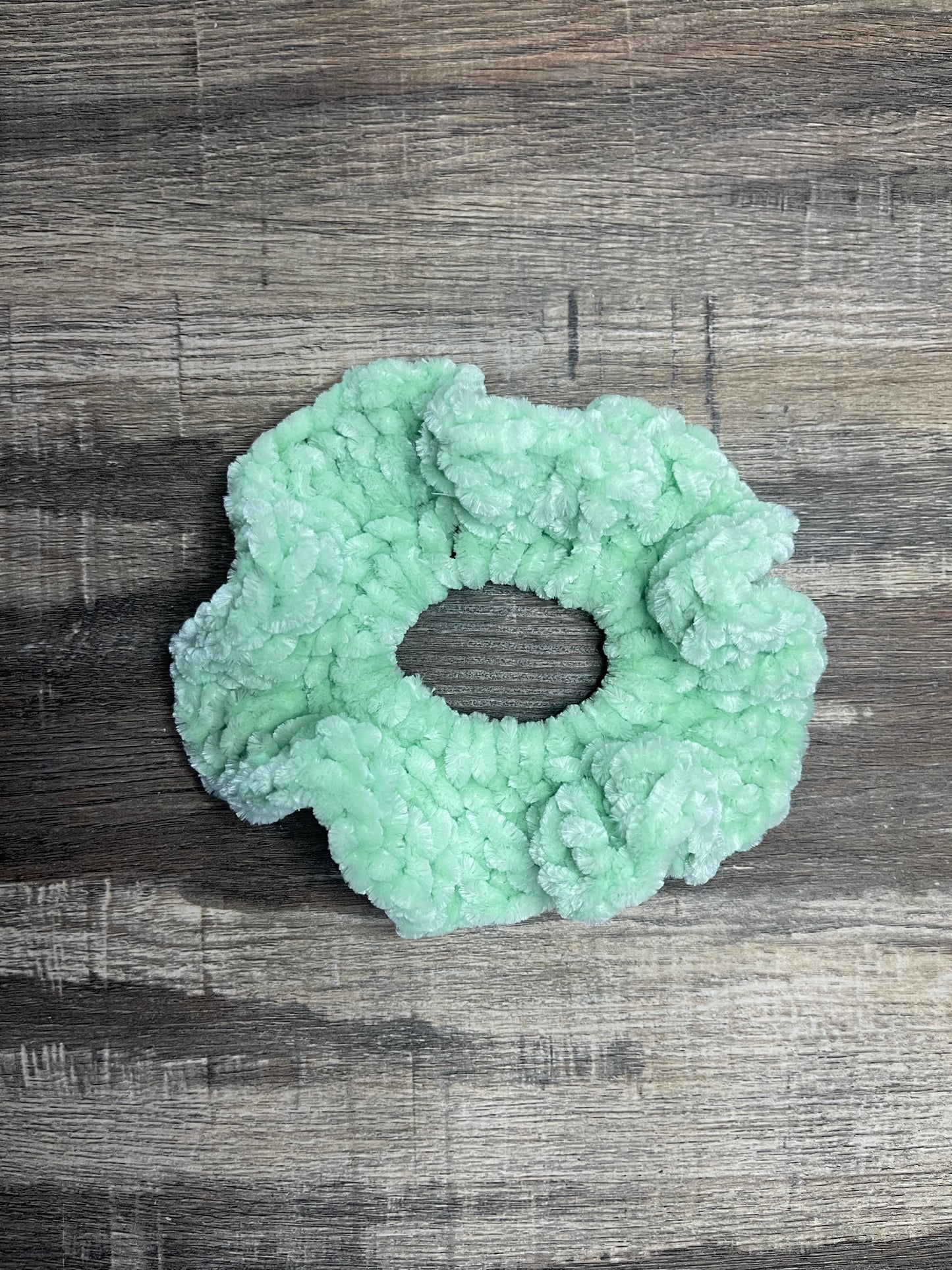 Handmade Chenille Crochet Scrunchie – Soft & Oversized Hair Accessory