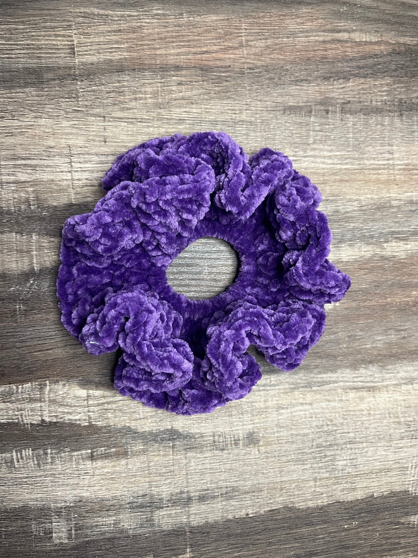 Handmade Chenille Crochet Scrunchie – Soft & Oversized Hair Accessory