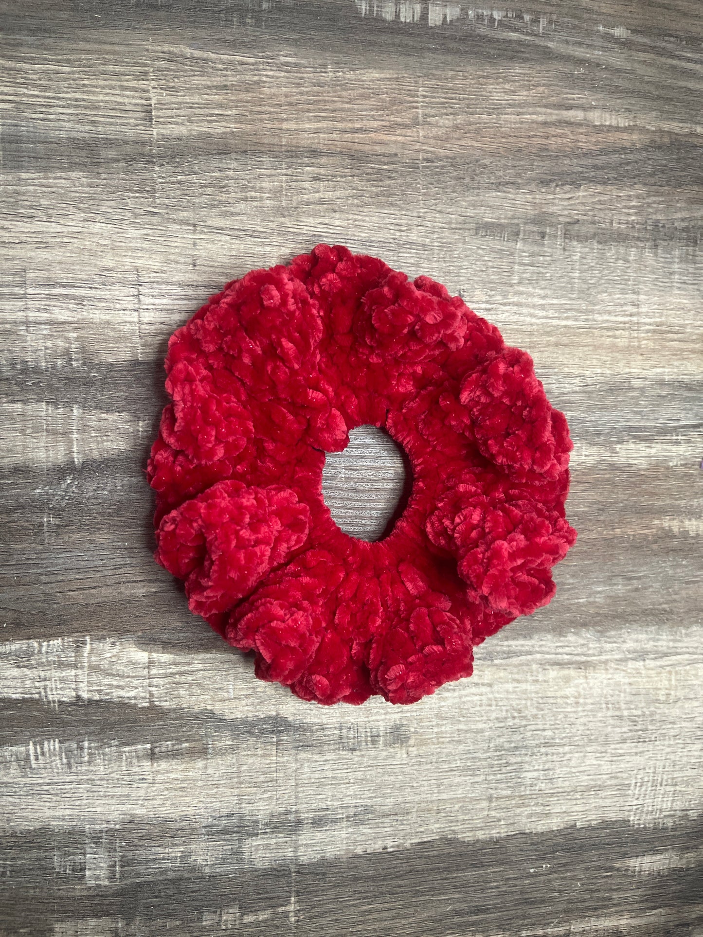 Handmade Chenille Crochet Scrunchie – Soft & Oversized Hair Accessory